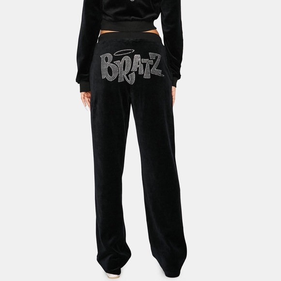 Dolls Kill Pants - Dolls Kill Bratz Black Velour Rhinestone Pants Small S